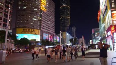 Shenzhen, Çin - Aralık 2017: kalabalık gece Panoramalı Oda 4k yaklaşık Aralık 2017 shenzhen, Çin.