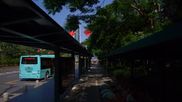 Shen Zhen Stadsgezicht Verkeer Met Mensen Beeldmateriaal Panorama — Stockvideo