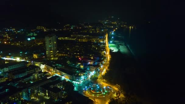 Panorama du littoral nocturne à Phuket — Video