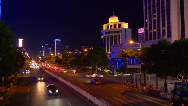 Shenzhen Čína Prosinec 2017 Noční Provoz Panoramatický Pohled Cca Prosince — Stock video