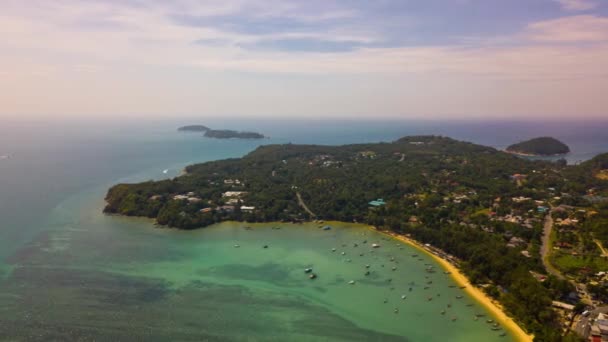 Панорамный Снимок Знаменитого Курортного Пляжа Острова Пхукет Timelapse Float — стоковое видео