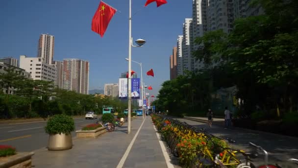 Shen Zhen Tráfico Paisaje Urbano Con Imágenes Gente Panorama — Vídeos de Stock