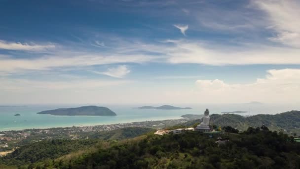 Phuket Insel Buddha Berg Sonnenuntergang Panorama 4k Zeitraffer Thailand — Stockvideo