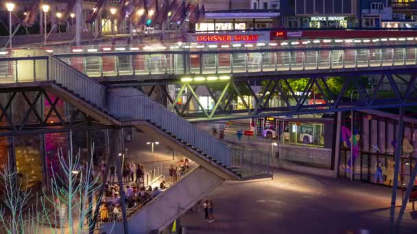 Прогулки Людей Люцерн Города Городское Движение Воздушная Панорама Хронометраж Швейцария — стоковое видео