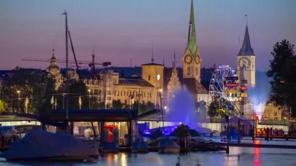 Floden Limmat i centrum av Zürich — Stockvideo