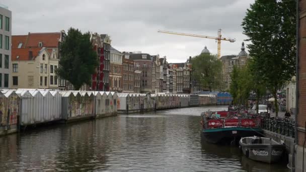 Amsterdam Kanał Rzeczny Centrum Miasta Panorama Lotnicza Holland — Wideo stockowe