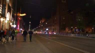 Amsterdam Şehri Bulutlu Gün Trafiği Sokak 4K Hollanda