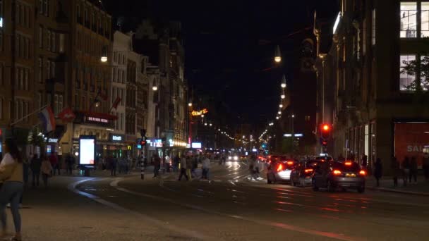 Amsterdam Miasto Pochmurny Dzień Ruchu Ulicznego Panorama Holandia — Wideo stockowe