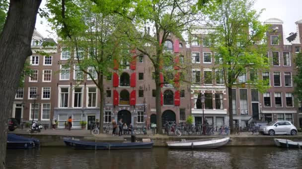 Amsterdam Kanał Rzeczny Centrum Miasta Panorama Lotnicza Holland — Wideo stockowe