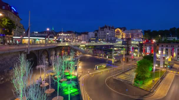 Let Nad Luzernem Městská Doprava Letecké Panorama Timelapse Záběry Švýcarsko — Stock video