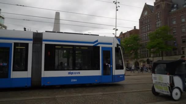 Luce Diurna Amsterdam Centro Città Traffico Strada Panoramica Paesi Bassi — Video Stock