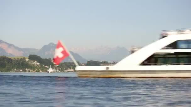 Flug Über Luzern Stadtzentrum Flussufer Luftbild Schweiz — Stockvideo