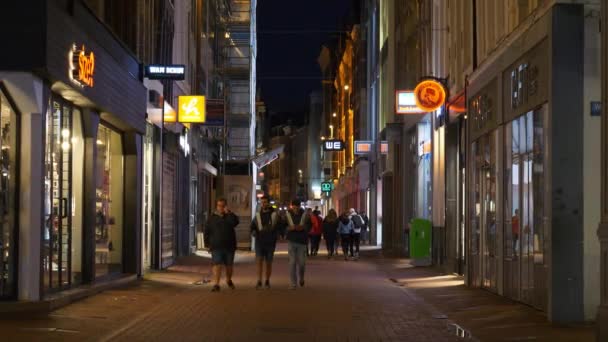 Noche Amsterdam Centro Tráfico Calle Azotea Panorama Países Bajos — Vídeos de Stock