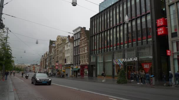 アムステルダム市曇りの日交通パノラマ4Kスローモーションオランダ — ストック動画