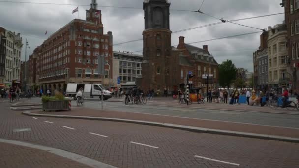 Amsterdam City Day Time Central Tram Road Trip Pov Panorama — Vídeo de stock