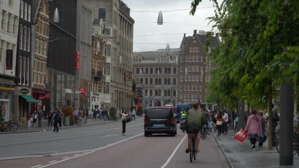 Amsterdam City Day Time Central Tram Road Trip Pov Panorama — Vídeos de Stock