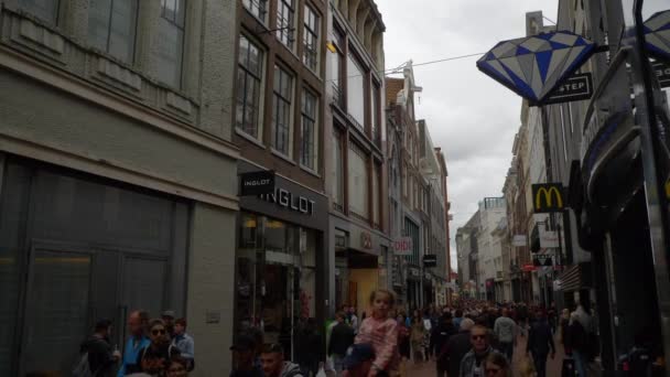 Amsterdam Ciudad Nublado Día Tráfico Calle Panorama Slow Motion Países — Vídeo de stock