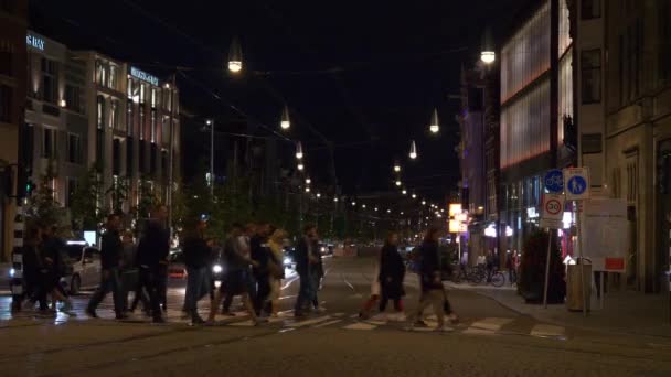 Amsterdam Miasto Pochmurny Dzień Ruchu Ulicznego Panorama Holandia — Wideo stockowe