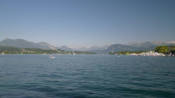 Let Nad Luzernem Centrum Města Riverside Letecké Panorama Švýcarsko — Stock video