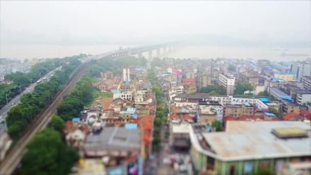 Zamračený Den Čas Wuhan Jang Panoráma Města Řeky Letecké Panorama — Stock video