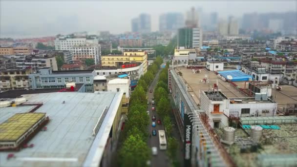 Chmurny Dzień Ruchu Wuhan Miasta Panorama Krajobrazu Lotniczego Chiny — Wideo stockowe