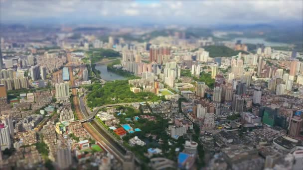 Dagtid Shen Zhen Stadsbild Panorama — Stockvideo