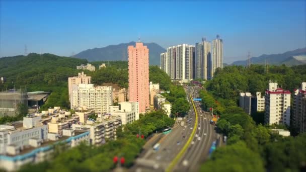 Dag Shen Zhen Verkeer Stad Landschap Beeldmateriaal Panorama — Stockvideo