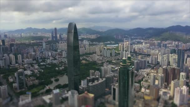 Day Time Shen Zhen Cityscape Video Panorama — Stock video