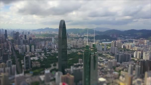 Waktu China Shenzhen Cityscape Aerial Panorama — Stok Video