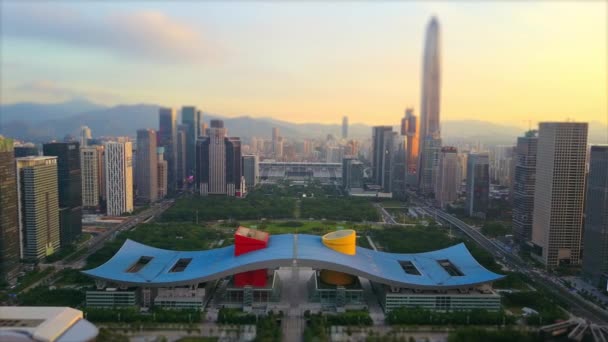 China Dag Tijd Shenzhen Stadsgezicht Luchtfoto Panorama — Stockvideo