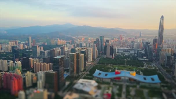 Çin Gün Zaman Shenzhen Cityscape Hava Panorama — Stok video