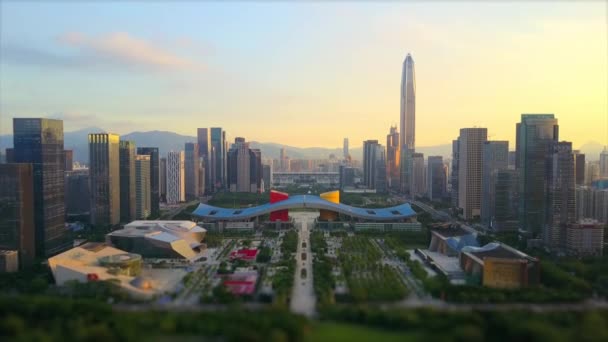 China Dag Tijd Shenzhen Stadsgezicht Luchtfoto Panorama — Stockvideo