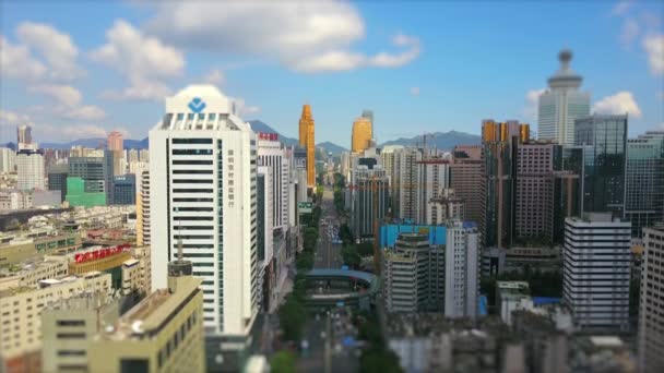China Dag Tijd Shenzhen Stadsgezicht Luchtfoto Panorama — Stockvideo