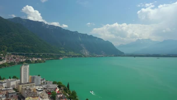 Suiza Montreux Circa Noviembre 2019 Montreux Lake Side Panorama Imágenes — Vídeo de stock