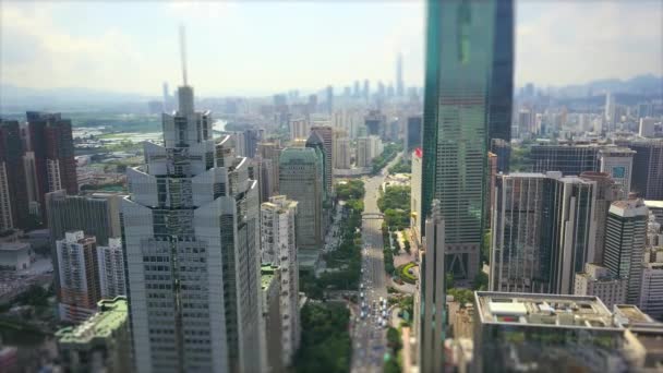 Çin Gün Zaman Shenzhen Cityscape Hava Panorama — Stok video