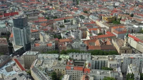 ウィーンの街並み昼間の中心街空中パノラマ Austria — ストック動画