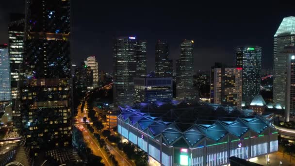 Singapur Listopad 2019 Wieczorny Panoramiczny Widok Centrum Singapuru Przez Marina — Wideo stockowe