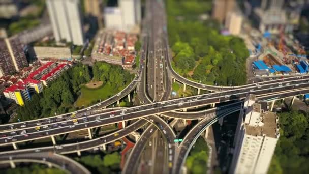 Traficul Zilnic Shanghai Panorama Aeriană Orașului China — Videoclip de stoc