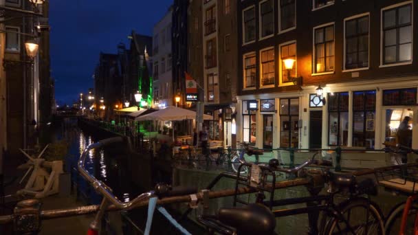 Amsterdams Flodkanal Centrum Antenn Panorama Slow Motion Holland — Stockvideo