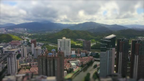 China Día Tiempo Shenzhen Paisaje Urbano Panorama Aéreo — Vídeo de stock