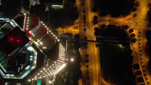 Szingapúr 2019 Február Éjszaka Szingapúr Város Híres Központi Kerületi Közlekedési — Stock videók
