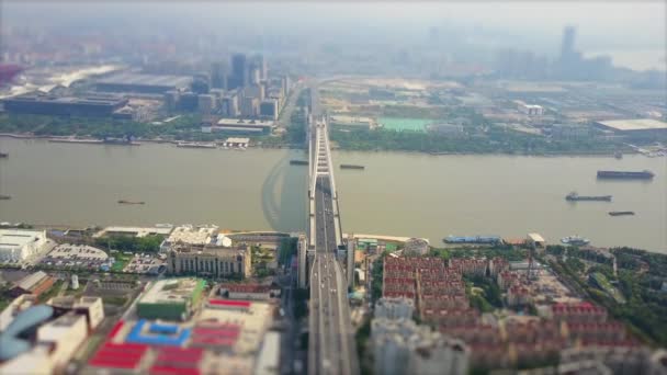 Den Čas Provozu Šanghaji Letecké Panorama Čína Panoráma — Stock video