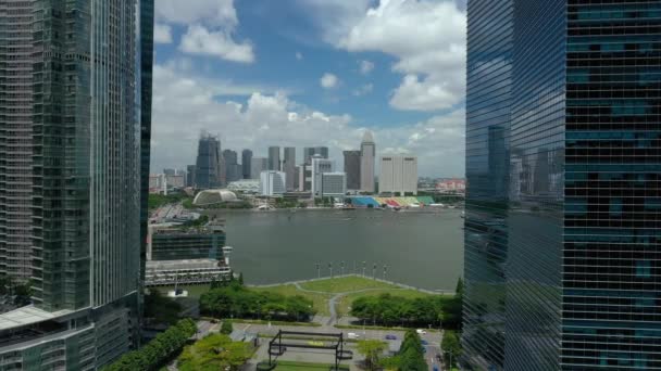 Szingapúr 2019 November Napi Panoráma Felvétel Szingapúrról Marina Bay Keresztül — Stock videók