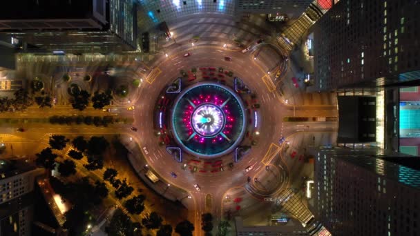 Singapore February 2019 Night Time Singapore City Famous Central District — Αρχείο Βίντεο
