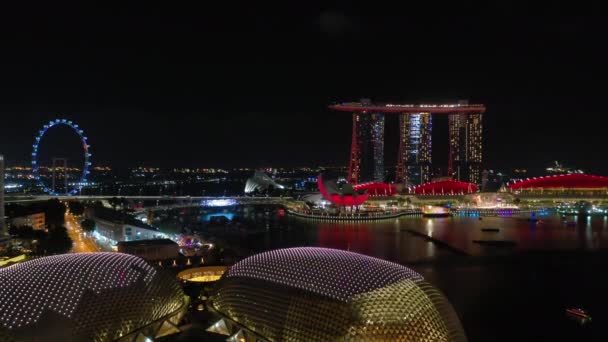 Σιγκαπούρη Νοέμβριος 2019 Βραδινή Πανοραμική Θέα Της Σιγκαπούρης Στο Κέντρο — Αρχείο Βίντεο
