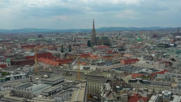Viena Paisaje Urbano Día Tiempo Calles Centrales Panorama Aéreo Austria — Vídeo de stock