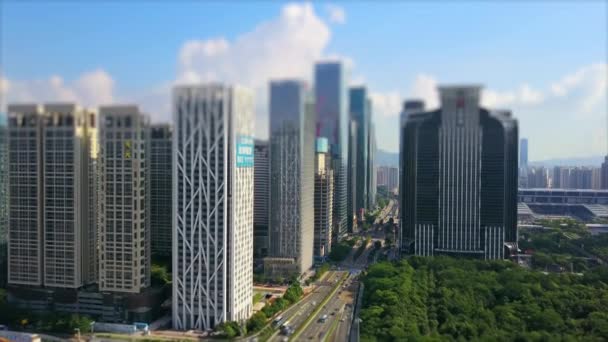 China Shenzhen Oraș Peisaj Aerian Panorama — Videoclip de stoc