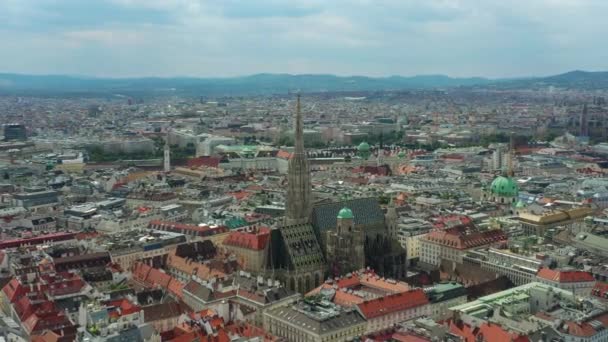 Viyana Şehir Manzarası Gündüz Vakti Merkez Caddeler Hava Manzarası Austria — Stok video