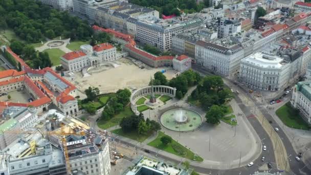 Vienna Cityscape Day Central Streets Εναέρια Πανόραμα Austria — Αρχείο Βίντεο