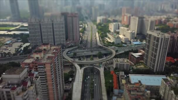 Day Time Guangzhou Cityscape Traffic Aerial Panorama Footage China — ストック動画